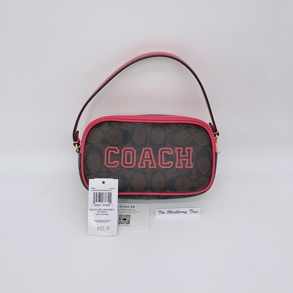 Coach CB851 Jamie Wristlet In Signature Canvas With Varsity Motif NET Org $178 - Picture 1 of 9